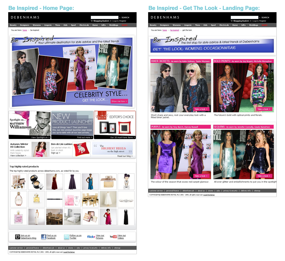 Debenhams Be Inspired 2009-2010 Page Design - Darius Bajina Personal Portfolio