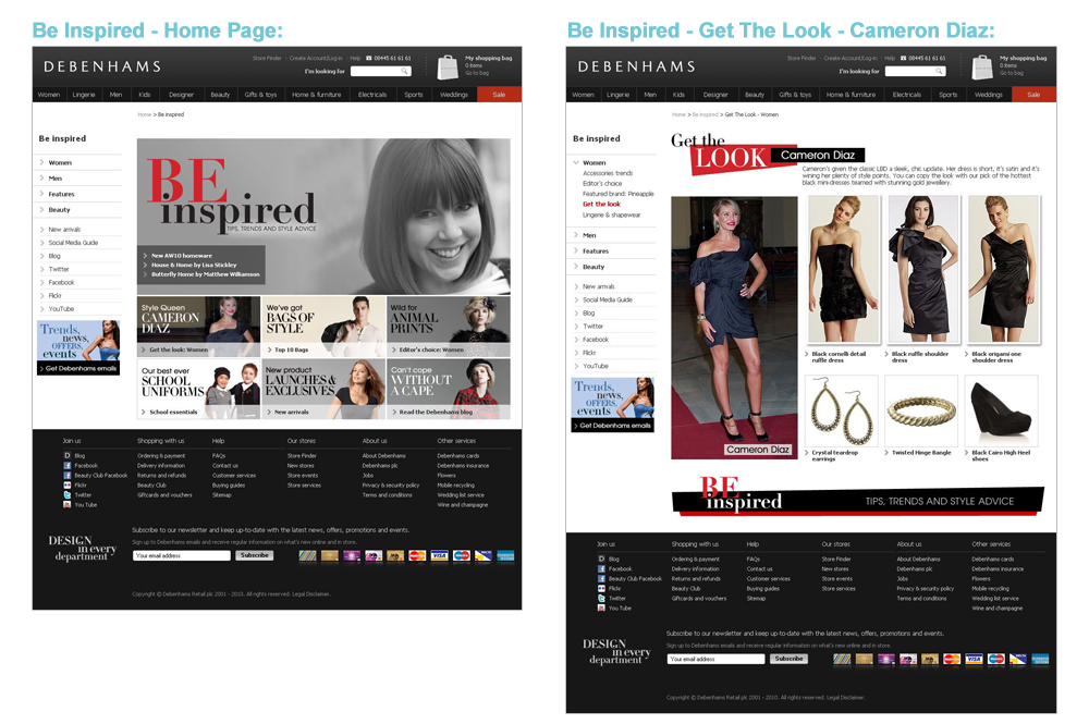 Debenhams Be Inspired 2010-2013 Page Design - Darius Bajina Personal Portfolio