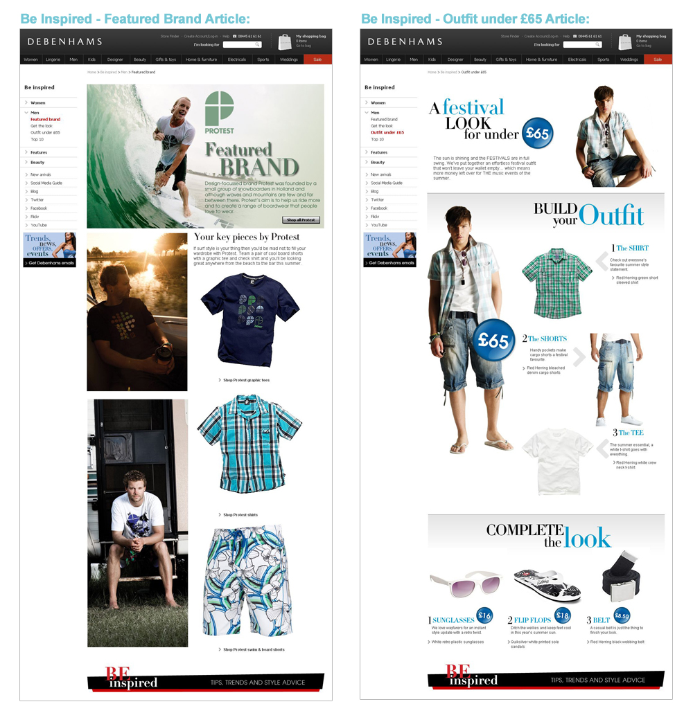 Debenhams Be Inspired 2010-2013 Page Design - Darius Bajina Personal Portfolio