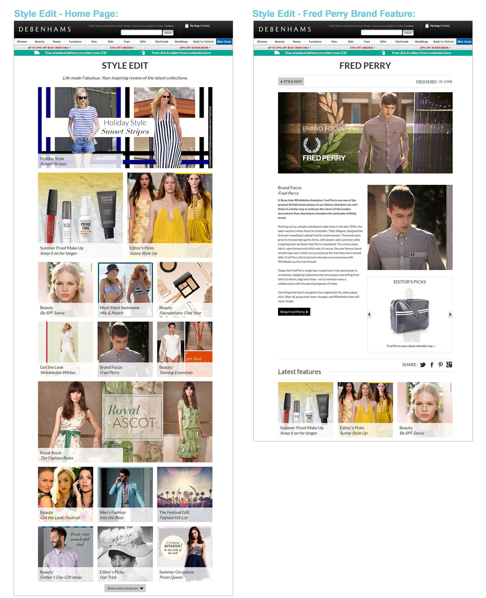 Debenhams Style Edit 2013-2015 Page Design - Darius Bajina Personal Portfolio