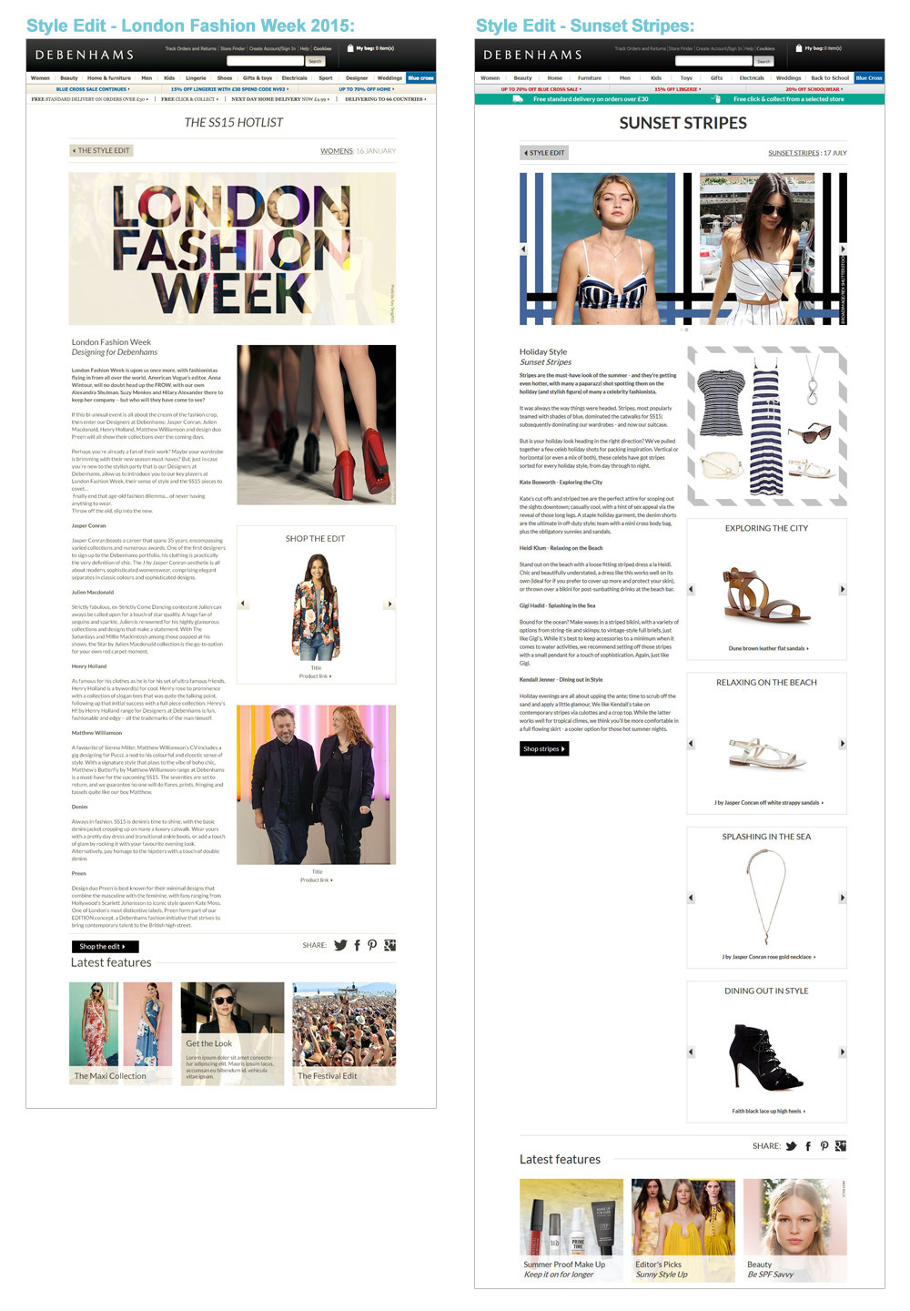 Debenhams Style Edit 2013-2015 Page Design - Darius Bajina Personal Portfolio