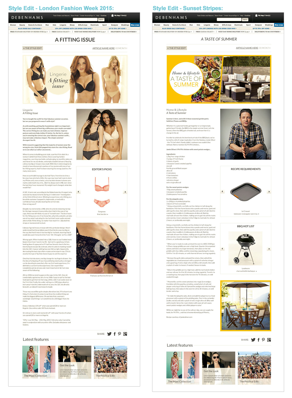 Debenhams Style Edit 2013-2015 Page Design - Darius Bajina Personal Portfolio