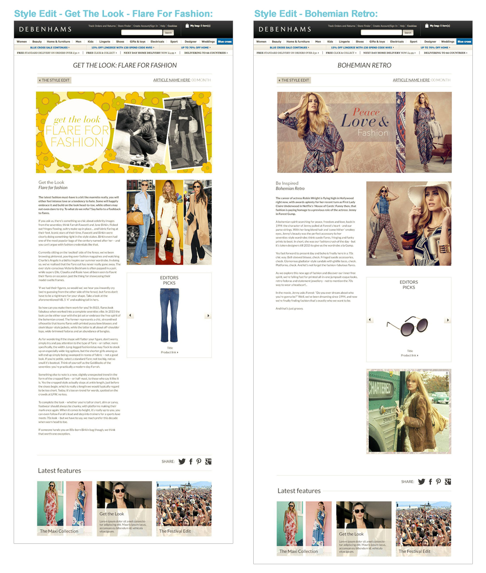 Debenhams Style Edit 2013-2015 Page Design - Darius Bajina Personal Portfolio