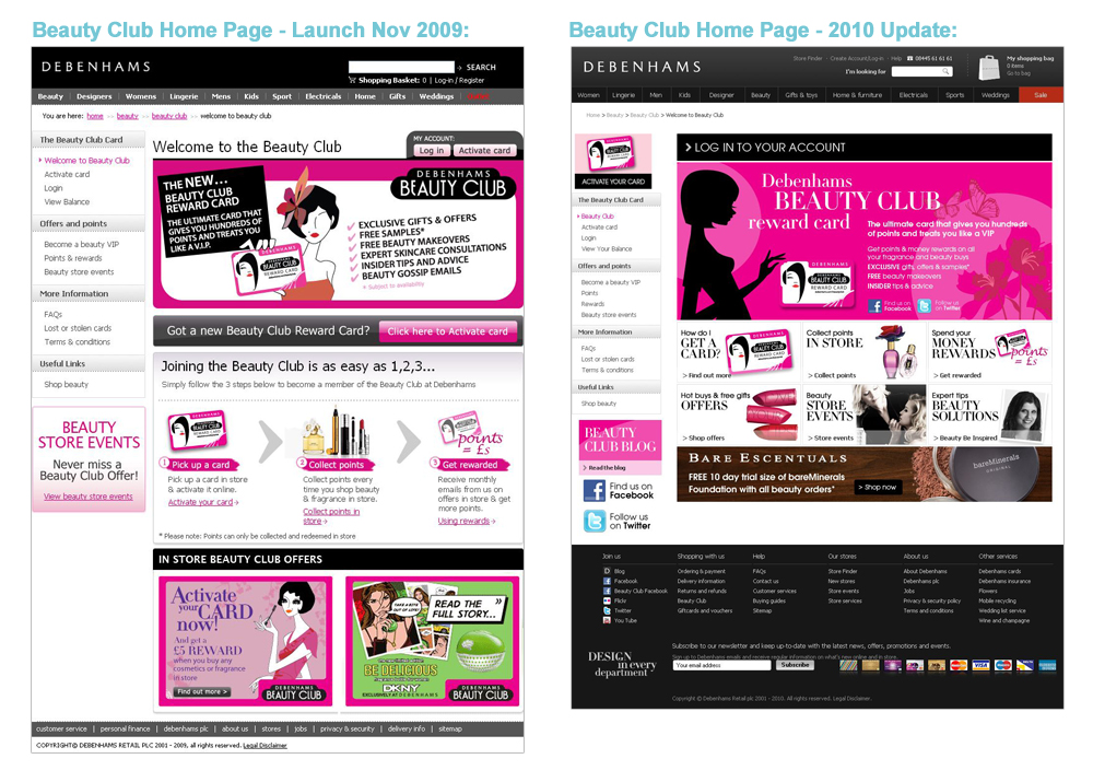 Debenhams Beauty Club Design - Darius Bajina Personal Portfolio
