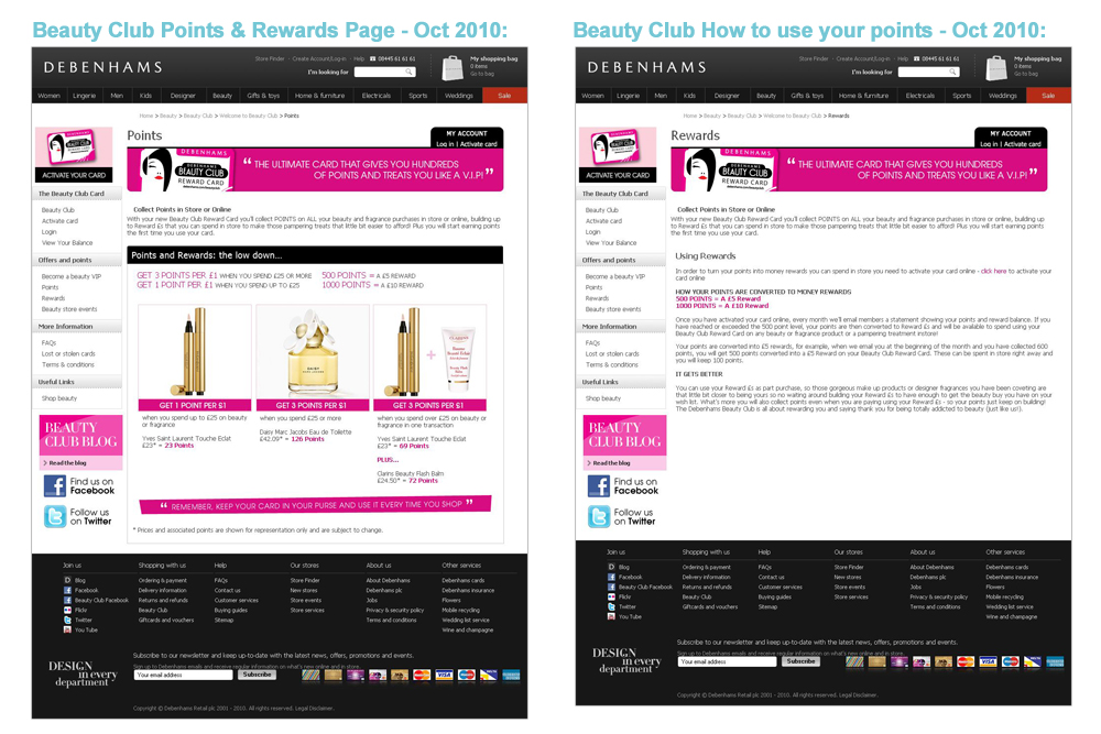 Debenhams Beauty Club Design - Darius Bajina Personal Portfolio