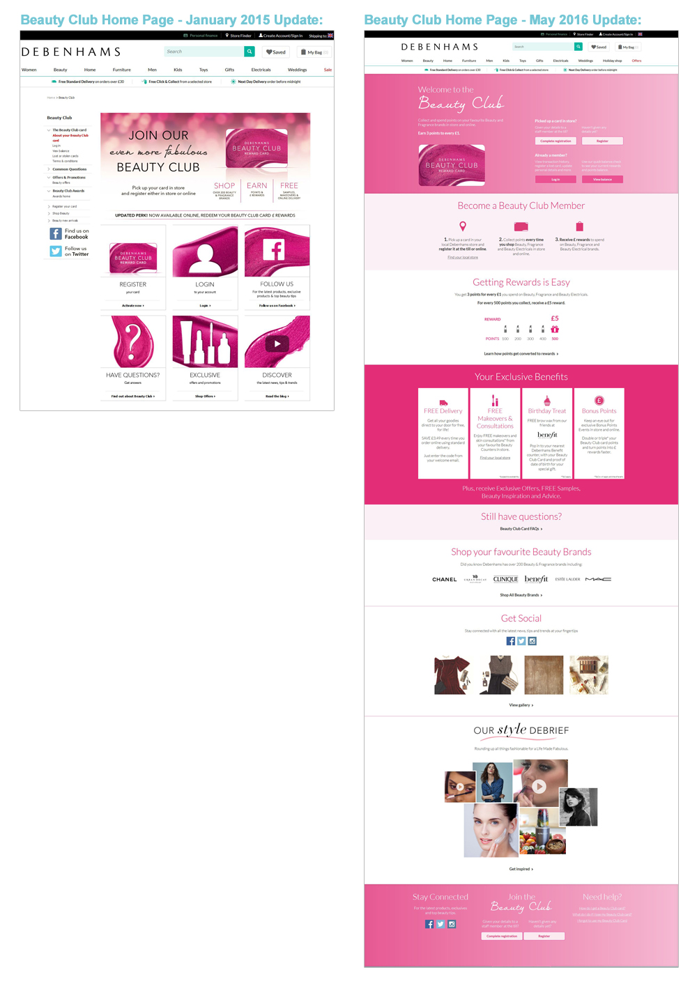 Debenhams Beauty Club Design - Darius Bajina Personal Portfolio