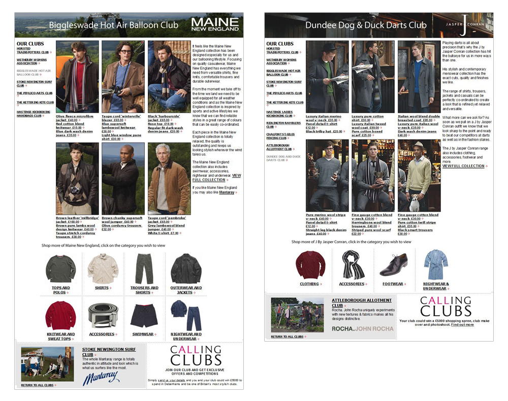 Debenhams Clubs Pages - Darius Bajina Personal Portfolio