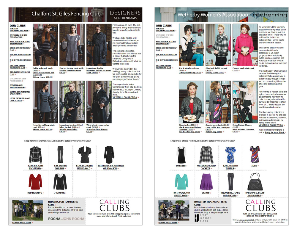 Debenhams Clubs Pages - Darius Bajina Personal Portfolio