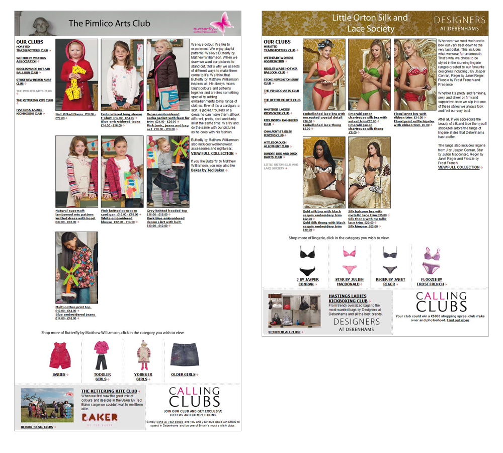 Debenhams Clubs Pages - Darius Bajina Personal Portfolio