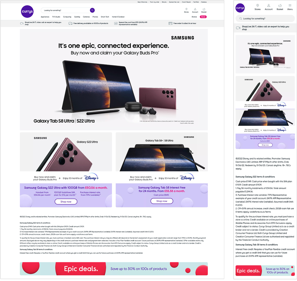 Samsung Brand Exclusive Promotion Home Page Takeover - Darius Bajina Personal Portfolio