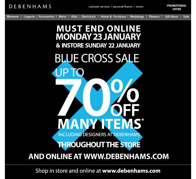 Debenhams Email Design - Darius Bajina Personal Portfolio