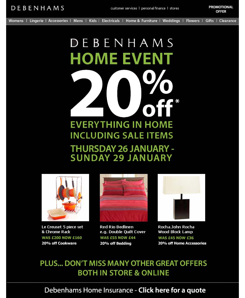 Debenhams Email Design - Darius Bajina Personal Portfolio