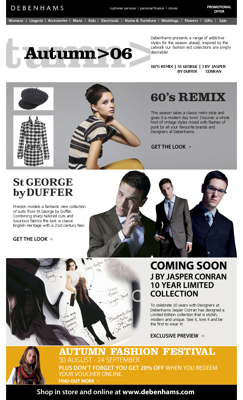Debenhams Email Design - Darius Bajina Personal Portfolio