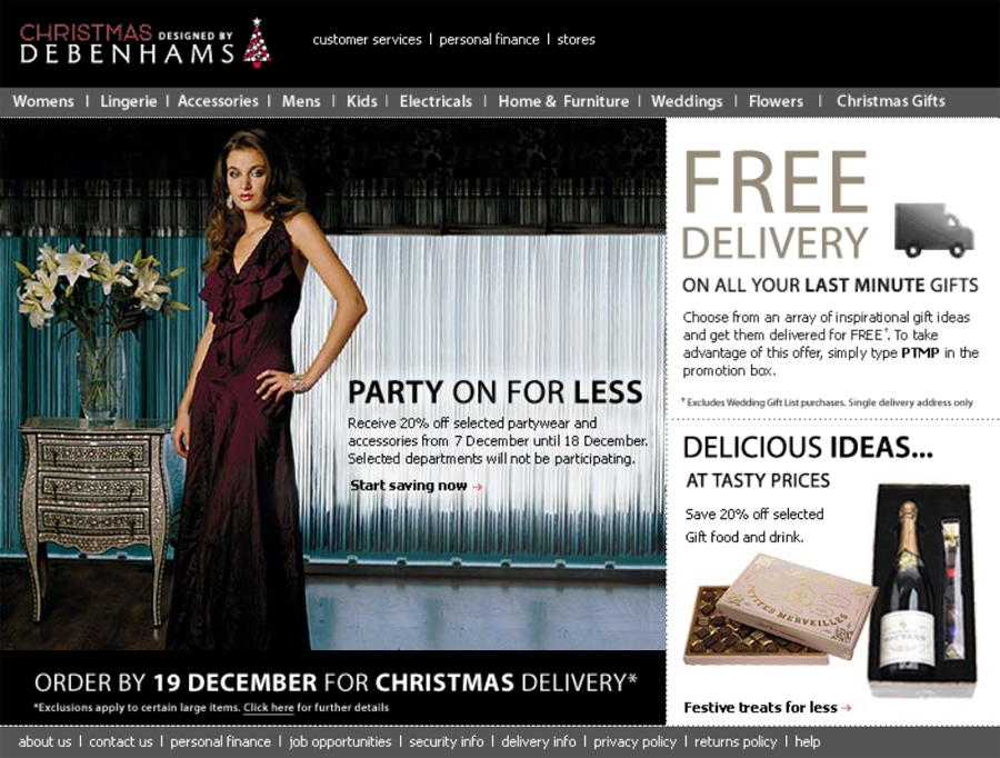 My First Debenhams Home Page - Darius Bajina Personal Portfolio