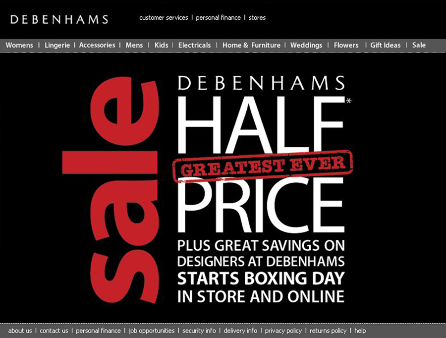 My First Debenhams Home Page - Darius Bajina Personal Portfolio