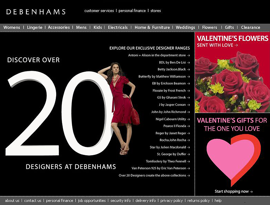 My First Debenhams Home Page - Darius Bajina Personal Portfolio