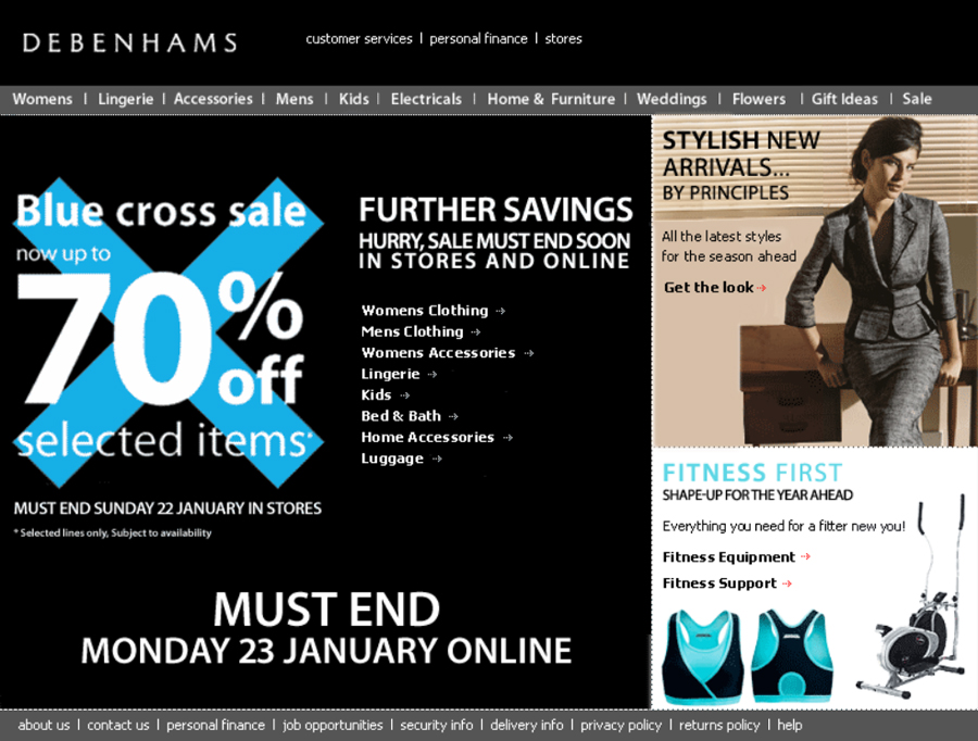 My First Debenhams Home Page - Darius Bajina Personal Portfolio