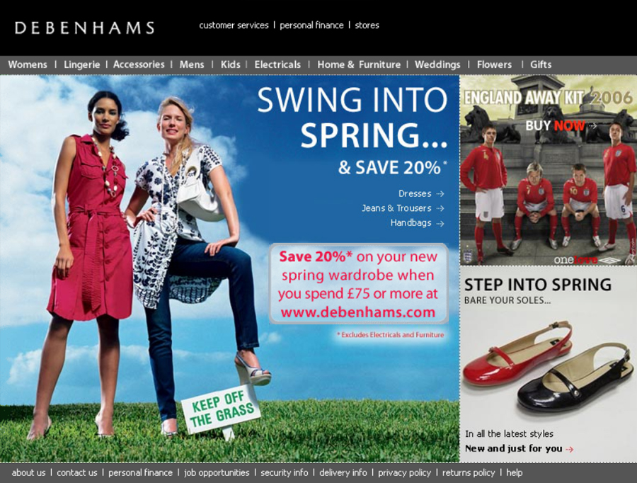 My First Debenhams Home Page - Darius Bajina Personal Portfolio