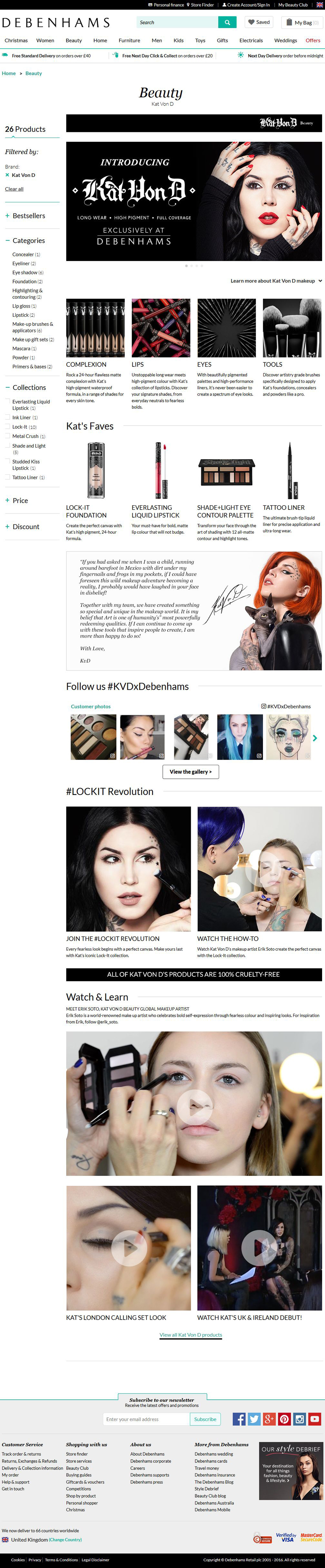 Debenhams Kat Von D Brand Room Page - Darius Bajina Personal Portfolio