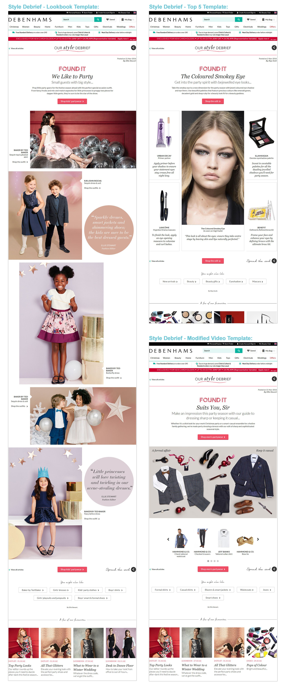 Debenhams Style Edit Template Design Examples - Darius Bajina Personal Portfolio