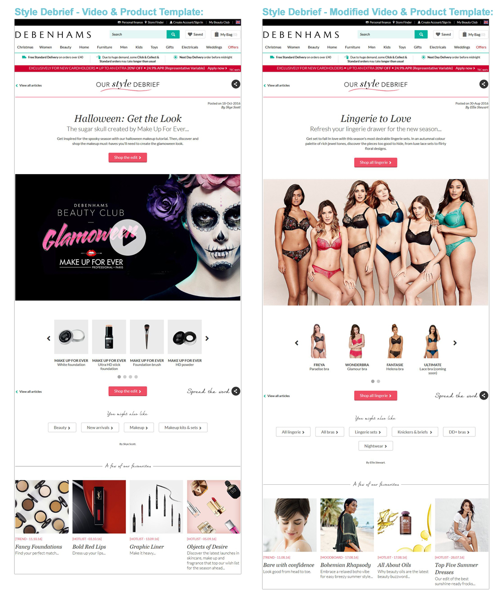 Debenhams Style Edit Template Design Examples - Darius Bajina Personal Portfolio