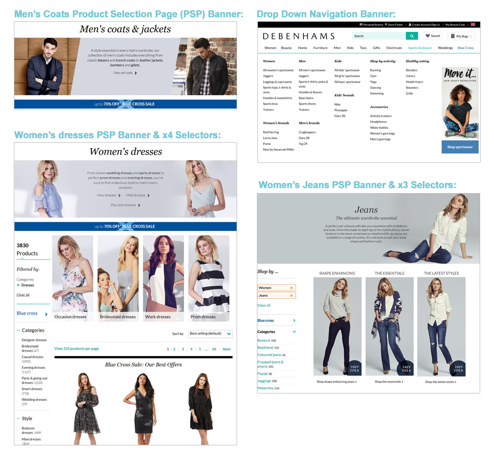 Debenhams Banner and Top Drop Down Navigation Design - Darius Bajina Personal Portfolio