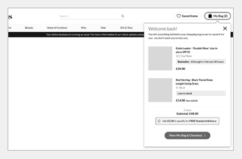 User Interface Project: Debenhams Recover Abandon Basket Thumbnail - Darius Bajina Personal Portfolio