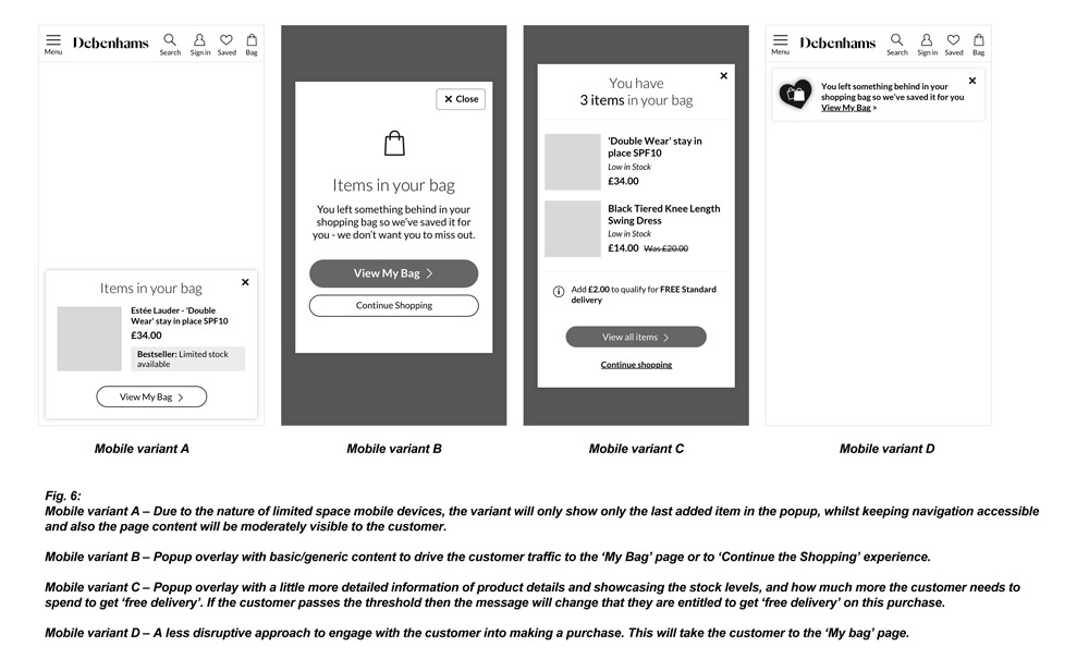 User Interface Project: Debenhams Recover Abandon Basket Image 3 - Darius Bajina Personal Portfolio