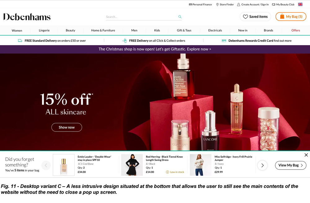 User Interface Project: Debenhams Recover Abandon Basket Image 8 - Darius Bajina Personal Portfolio