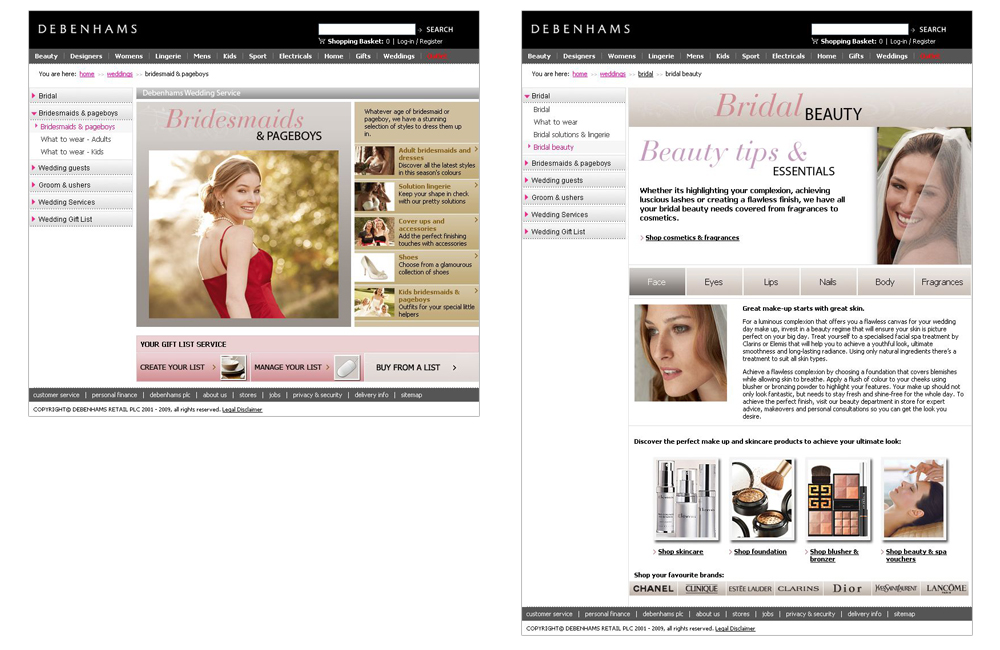 Debenhams Weddings Pages 2009 - Darius Bajina Personal Portfolio