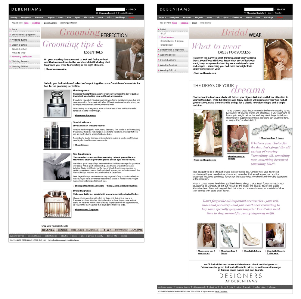 Debenhams Weddings Pages 2009 - Darius Bajina Personal Portfolio